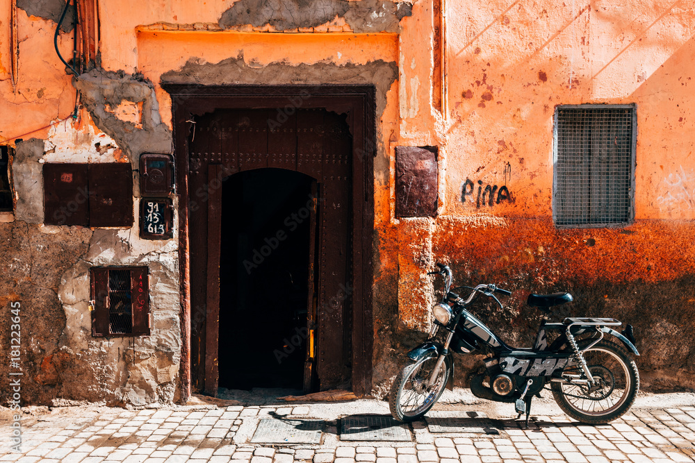 streets of marrakech old medina, morocco streets of marrakech old medina, morocco