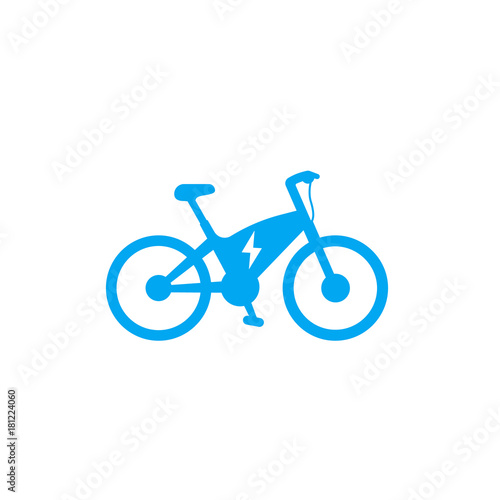 Electric bike icon, ecologic transport, e-bike vector pictogram isolated on white