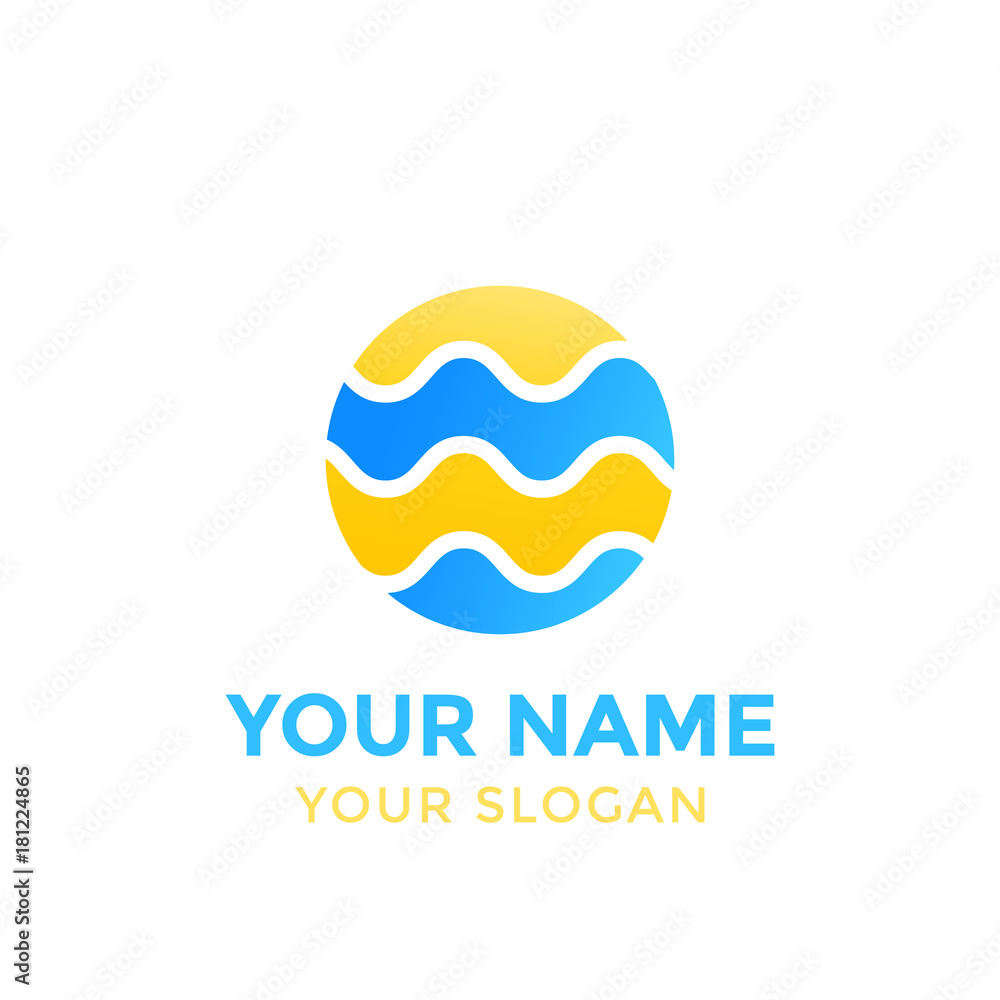 Fototapeta premium round vector logo with waves on white