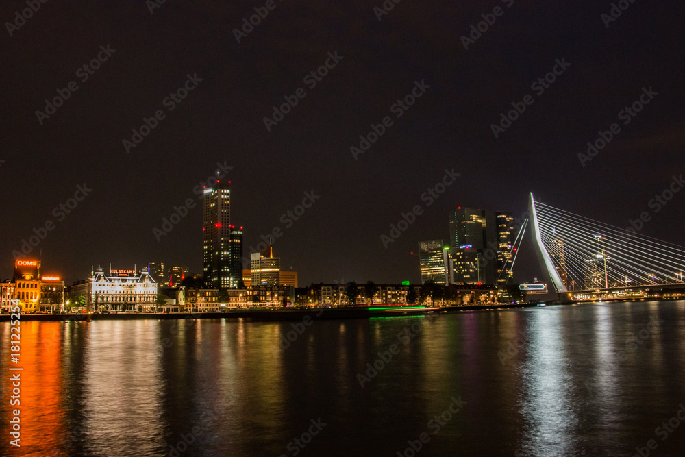 City Skyline night Rotterdam