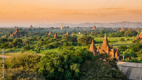 Ancient Land of Bagan view from the top of Shwesandaw Pagoda