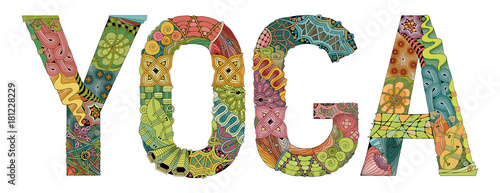 Word YOGA. Vector decorative zentangle object