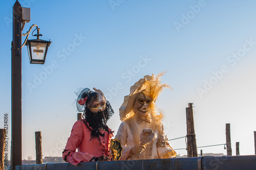 Venice Traitional Carnival Mask and Costumes. Venice, Italy