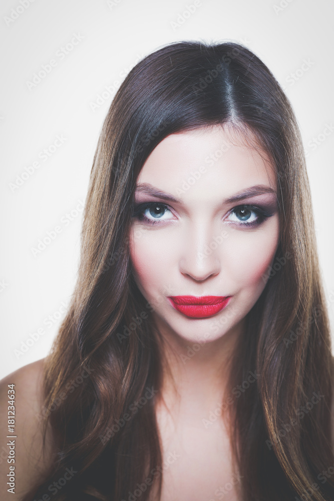 Portrait of beautiful young woman . Isolated on white background. Beautiful woman Portrait of beautiful young woman . Isolated on white background. Beautiful woman