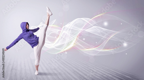 Urban breakdancer dancing with white lines © ra2 studio