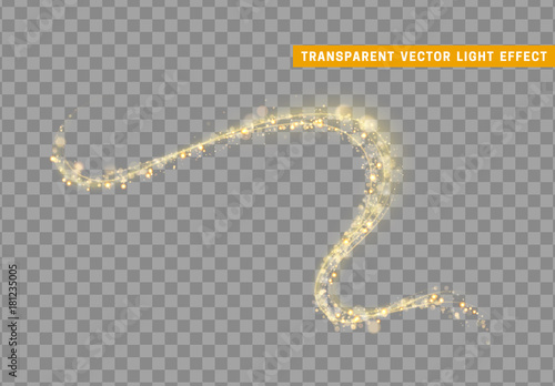 Magic light effect. Stardust golden glitter. Sparkle star dust vector illustration.