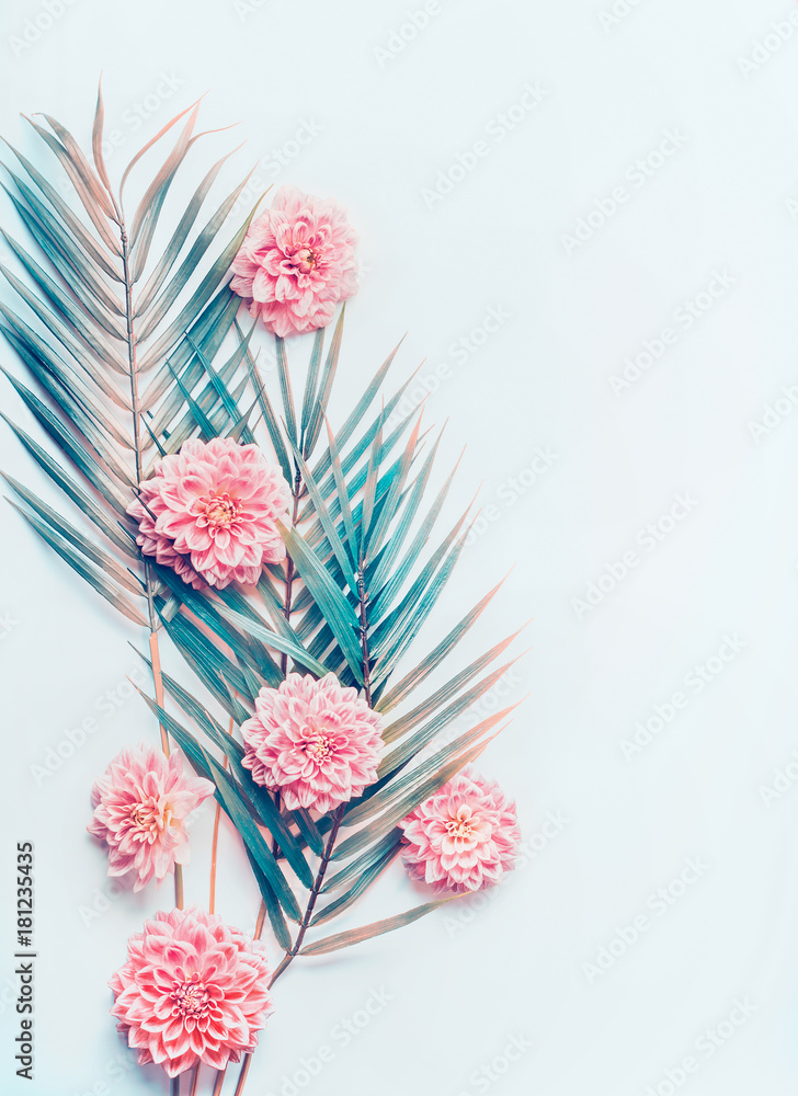 Pastel Aesthetic Wallpaper And Blue Pink Leaves Background