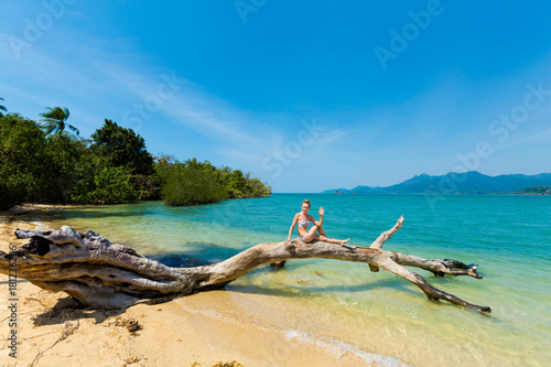 Yoga session in Thailand beach photo