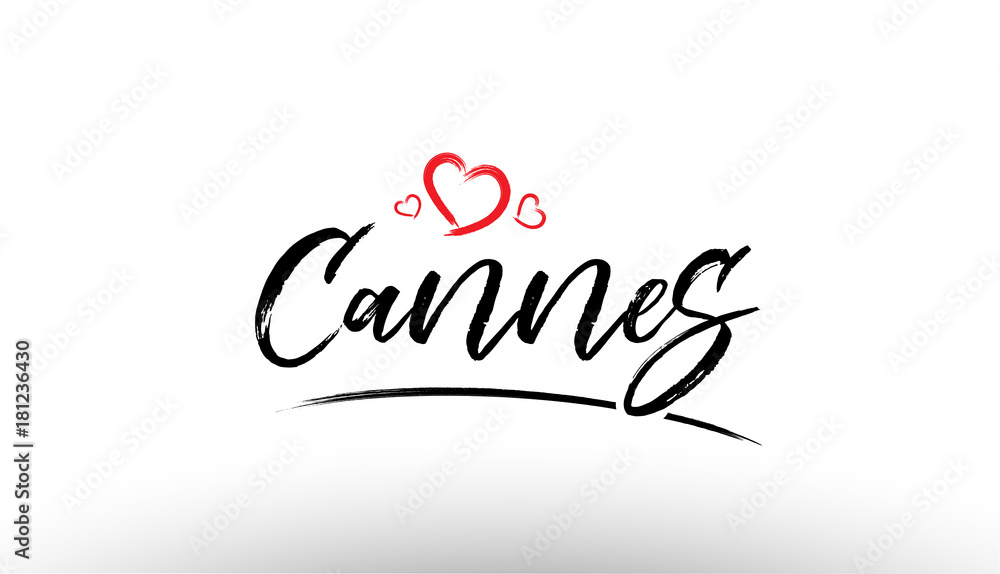 cannes europe european city name love heart tourism logo icon design