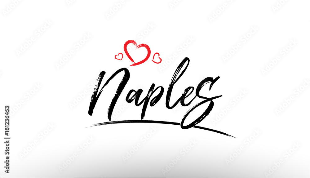 naples europe european city name love heart tourism logo icon design