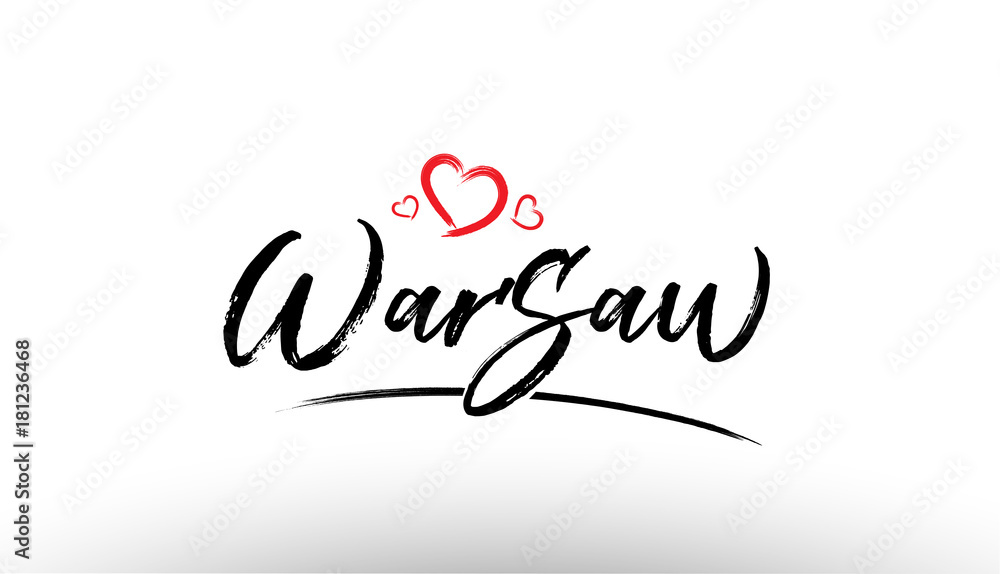 warsaw europe european city name love heart tourism logo icon design