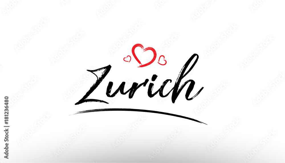 zurich europe european city name love heart tourism logo icon design