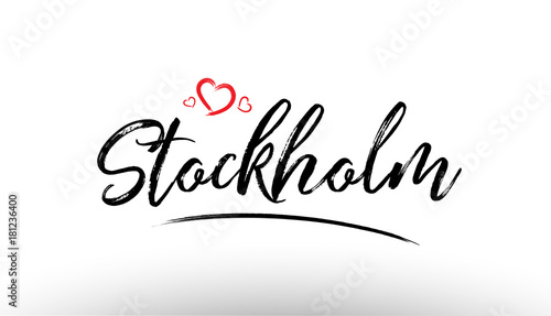 stockholm europe european city name love heart tourism logo icon design