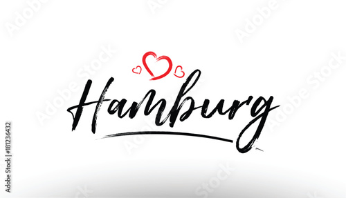 hamburg europe european city name love heart tourism logo icon design