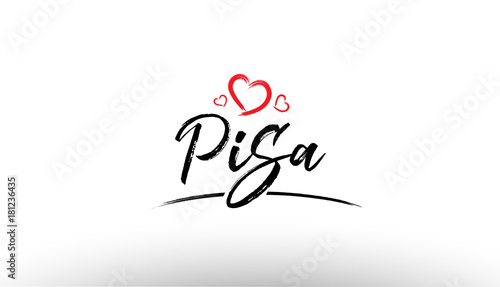 pisa europe european city name love heart tourism logo icon design