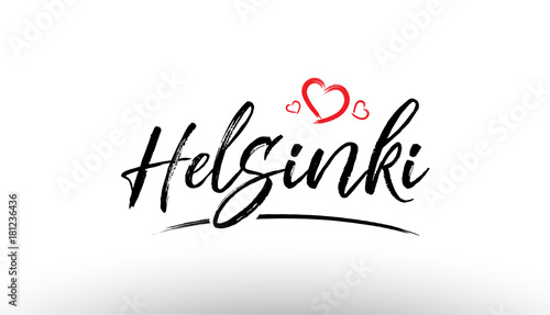 helsinki europe european city name love heart tourism logo icon design