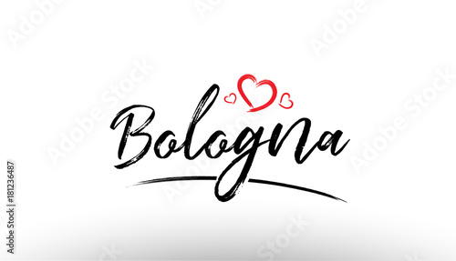 bologna europe european city name love heart tourism logo icon design