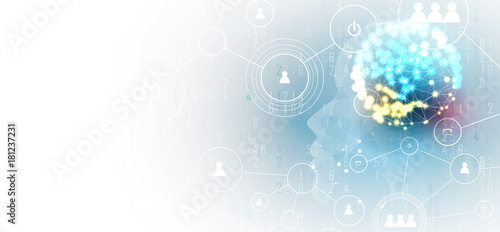 Artificial intelligence. Technology web background. Virtual concept