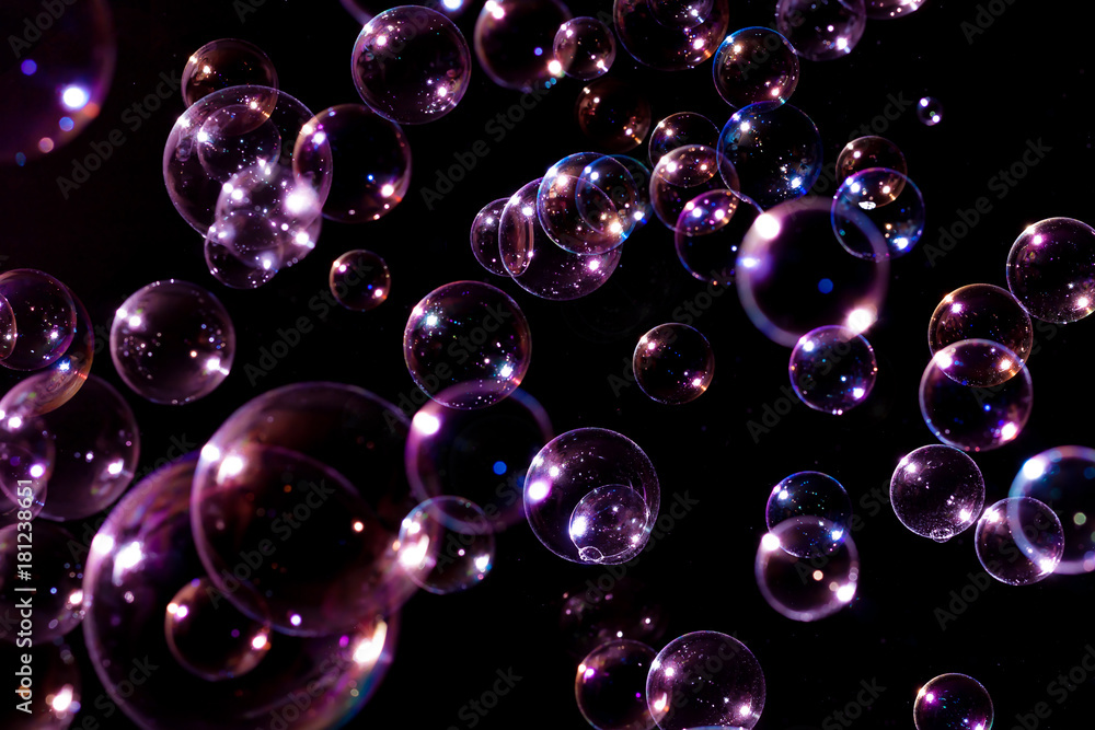 Bubble Soap Flash Light color effect As a black background image