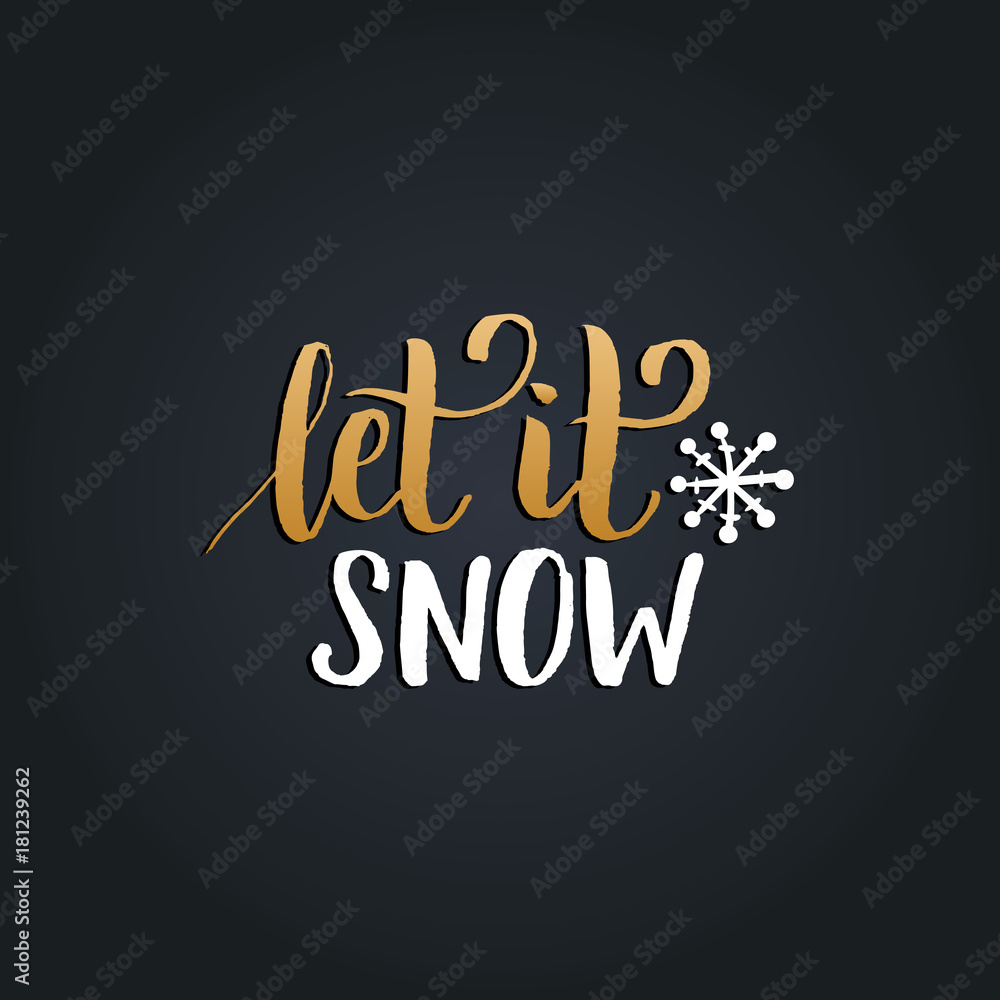 Let It Snow lettering on black background. Vector handwritten Christmas and New Year calligraphy. Let It Snow lettering on black background. Vector handwritten Christmas and New Year calligraphy.