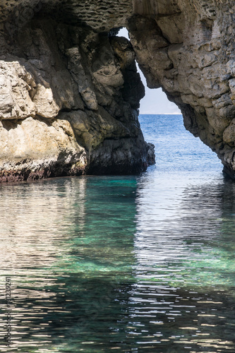 Rocky sea gate on Italian coastline, near Sorrento, Campania