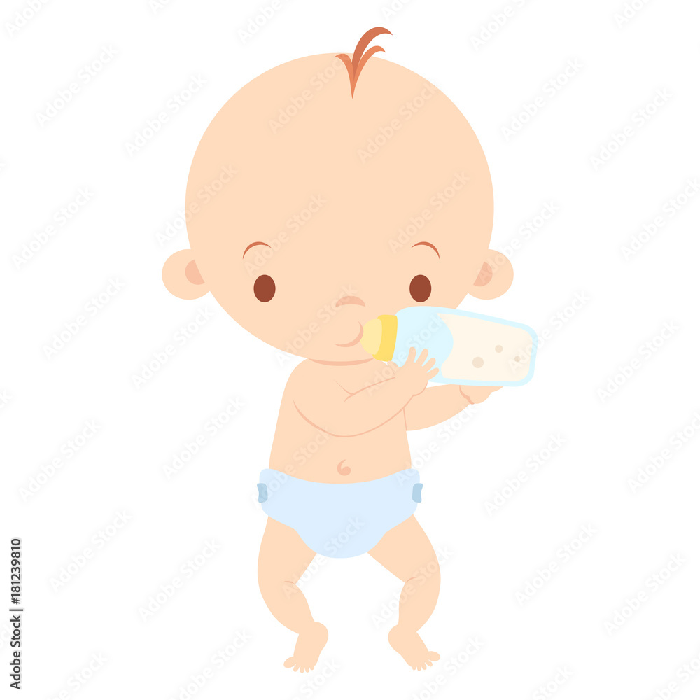 Baby Eating Formula from a Bottle Vector Illustration Baby Eating Formula from a Bottle Vector Illustration