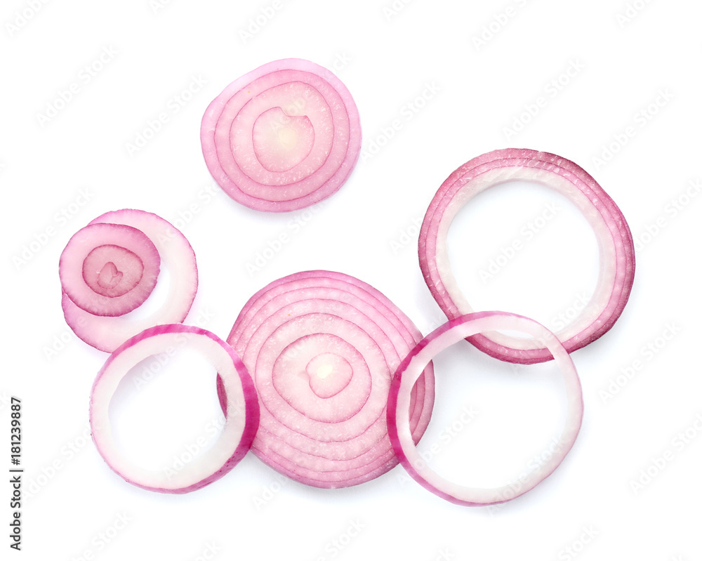 Sliced red onion on white background Sliced red onion on white background