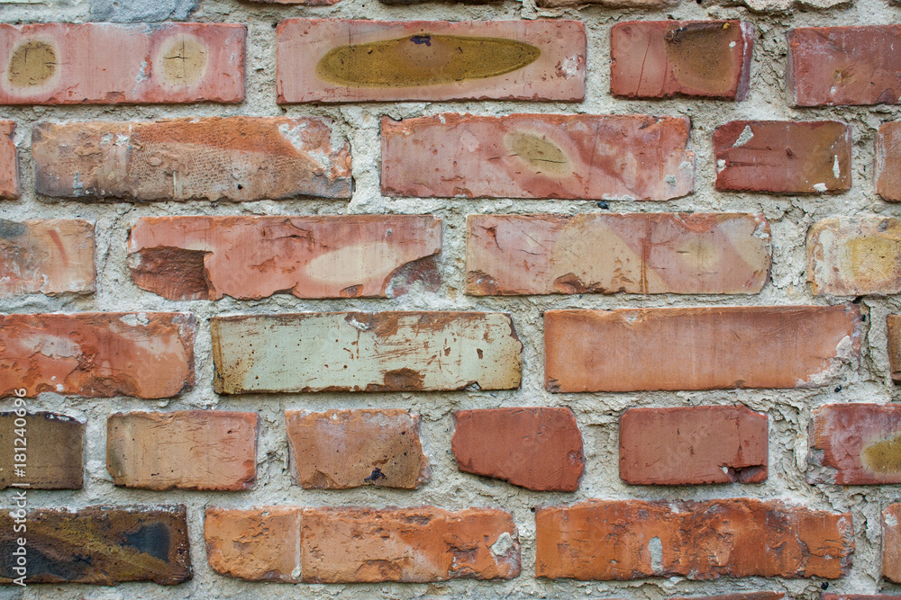 Fototapeta premium Brick wall texture background. Orange bricks grunge pattern.