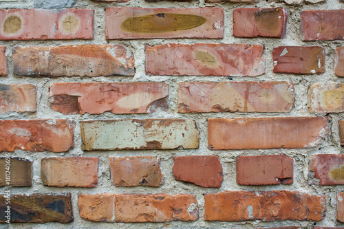Brick wall texture background. Orange bricks grunge pattern.