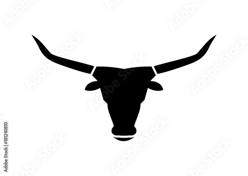 Animal Black Bull Head Illustration Logo Silhouette