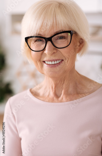 Portrait of a cheerful nice woman smiling