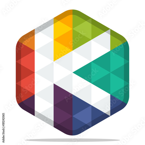 icon colorful hexagon logo with combination of the initials of the letter K