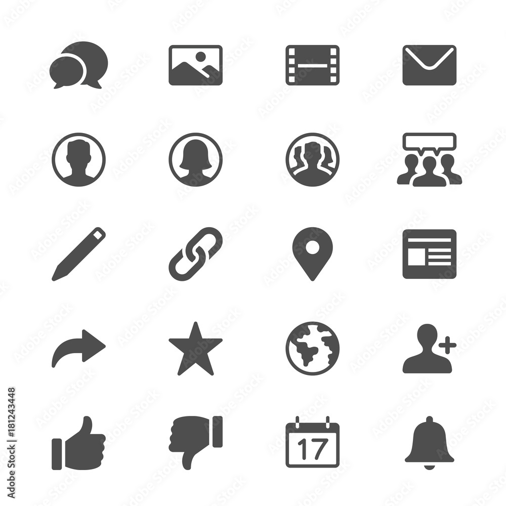 social network glyph icons social network glyph icons