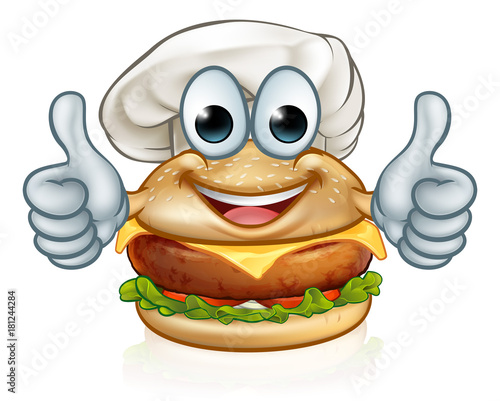 Burger Chef Food Cartoon Character Mascot
