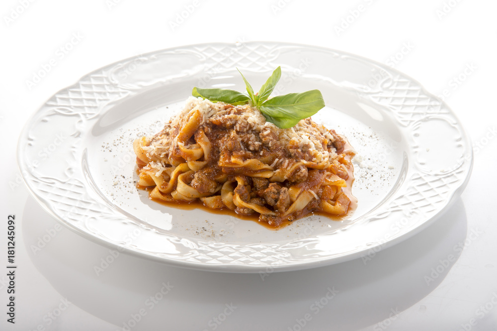 pasta with bolognese meat sauce and grated cheese pasta with bolognese meat sauce and grated cheese