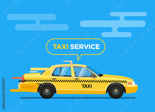 Canvas Print Taxi Car Vector Illustration.