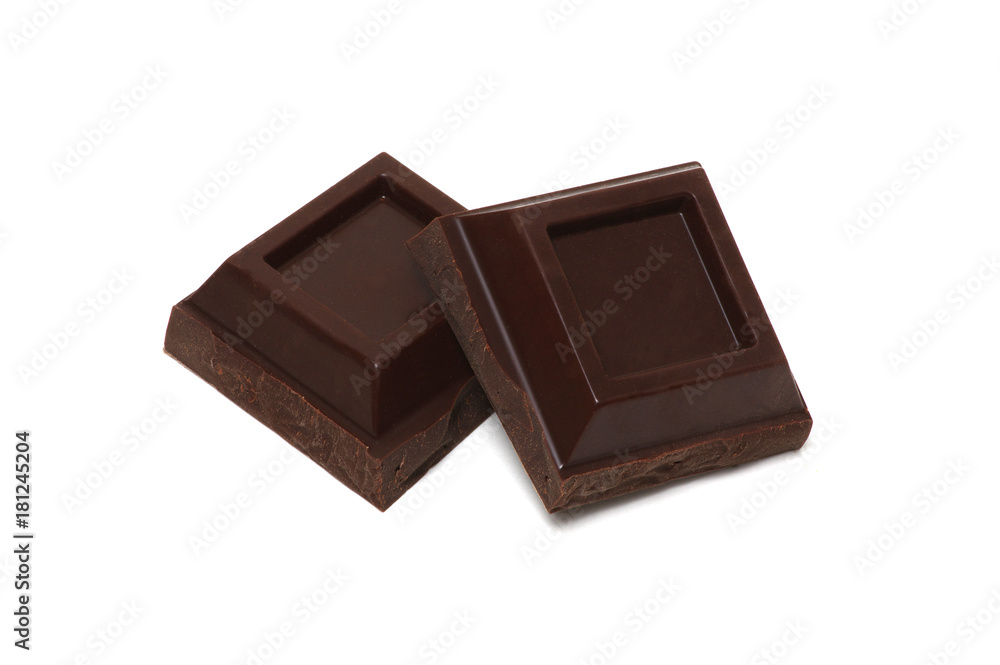 Chocolate pieces on a white Chocolate pieces on a white