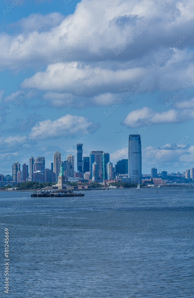 Statue of Liberty with Jersey City in Background