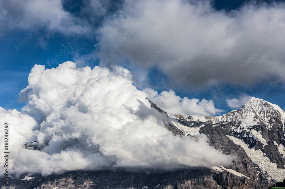 Eiger mountain in clouds