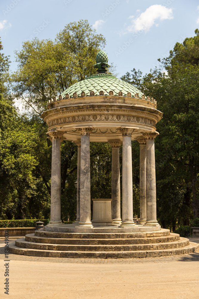 Obraz premium Arbor in the Villa Borghese gardens, Villa Borghese gardens is a landscape garden in the naturalistic English manner in Rome.