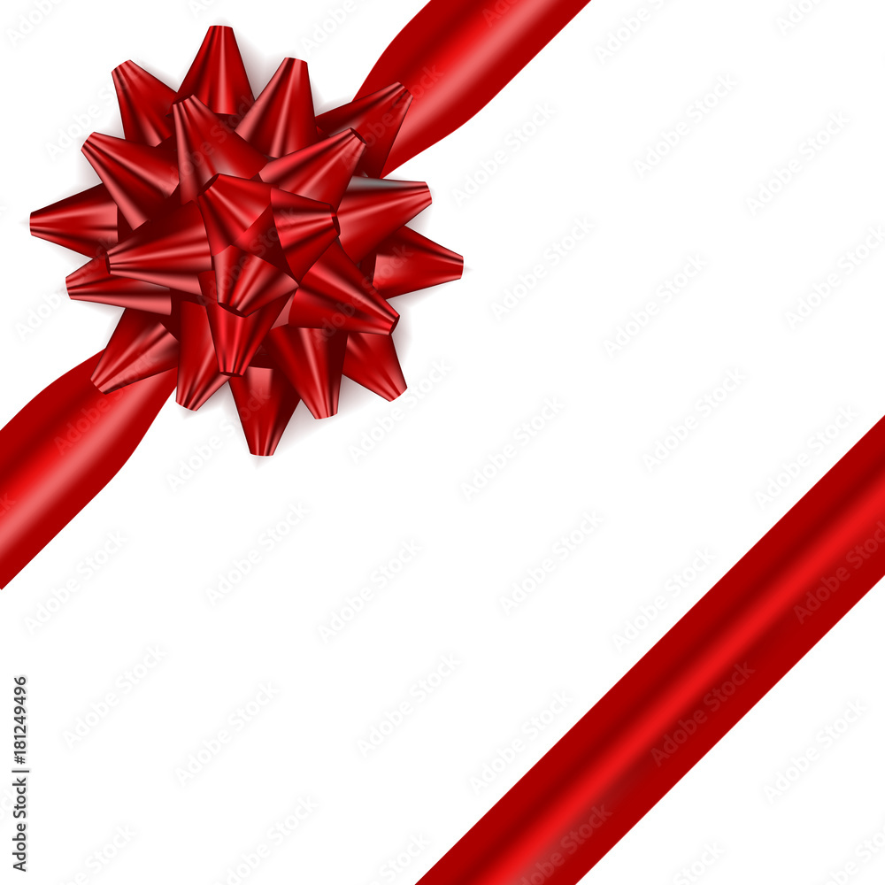Red bow with ribbons on gift isolated. Red bow with ribbons on gift isolated.