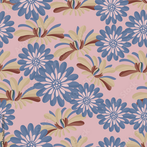 Seamless background with chrysanthemums. Vector.