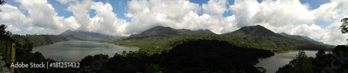 Panorama from two mountain lakes. Indonesia