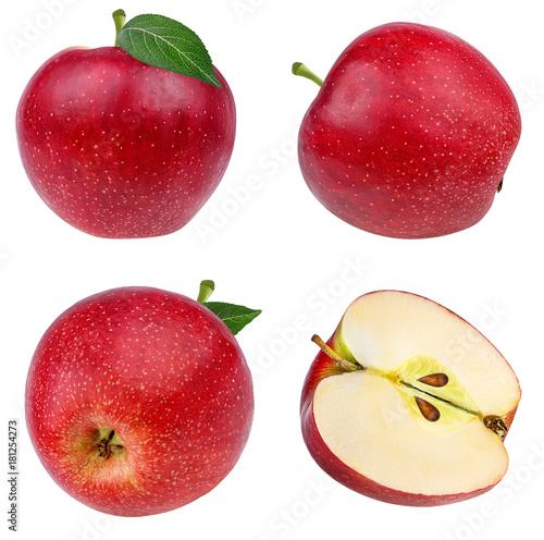 Fresh apple isolated on white background with clipping path set