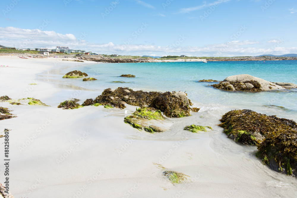 Landscapes of Ireland. White sand of roundstone, Connemara in Galway county
