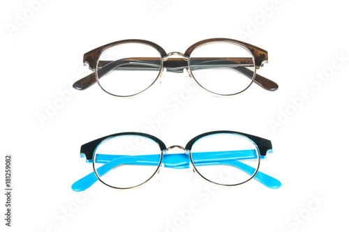 Spectacles isolated on white background. Glasses model. Fashion accessories collection.