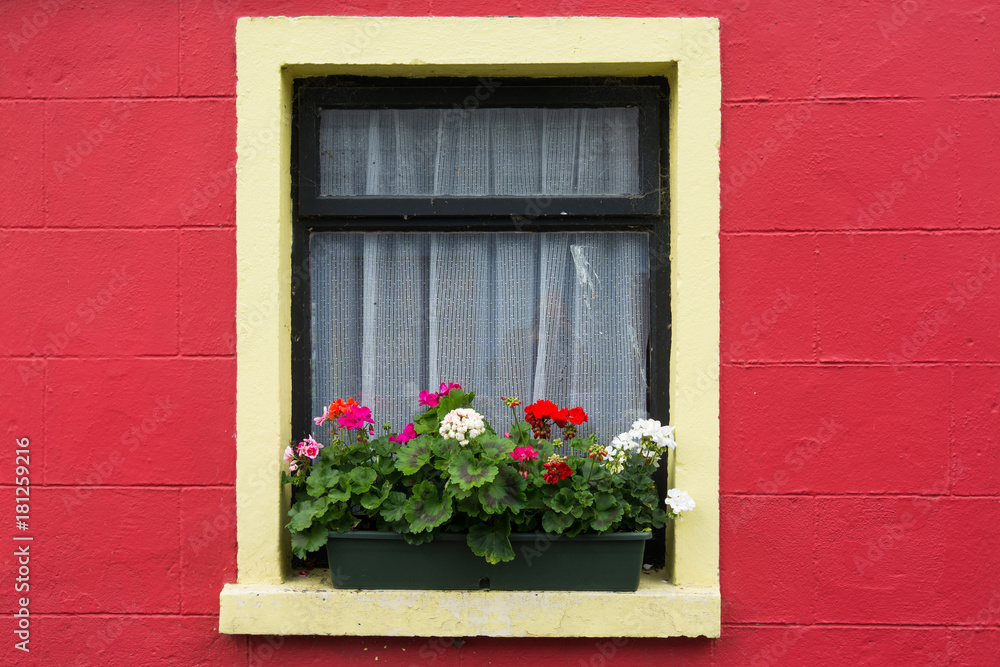 Landscapes of Ireland. The colored windows of Cong in Galway county