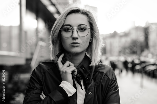 Portrait of beautiful woman in glasses