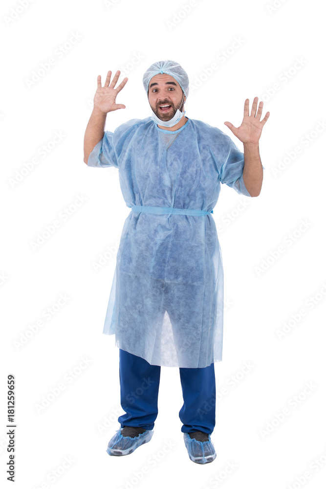 surgeon in sterile uniform surgeon in sterile uniform