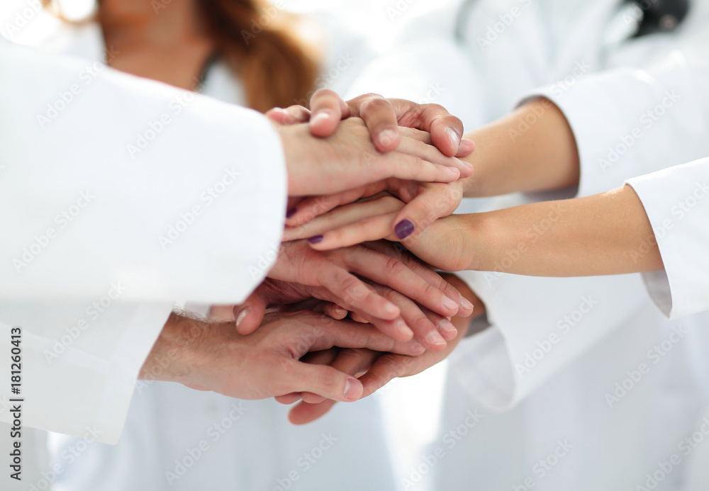 close-up of the medical team shows its unity close-up of the medical team shows its unity